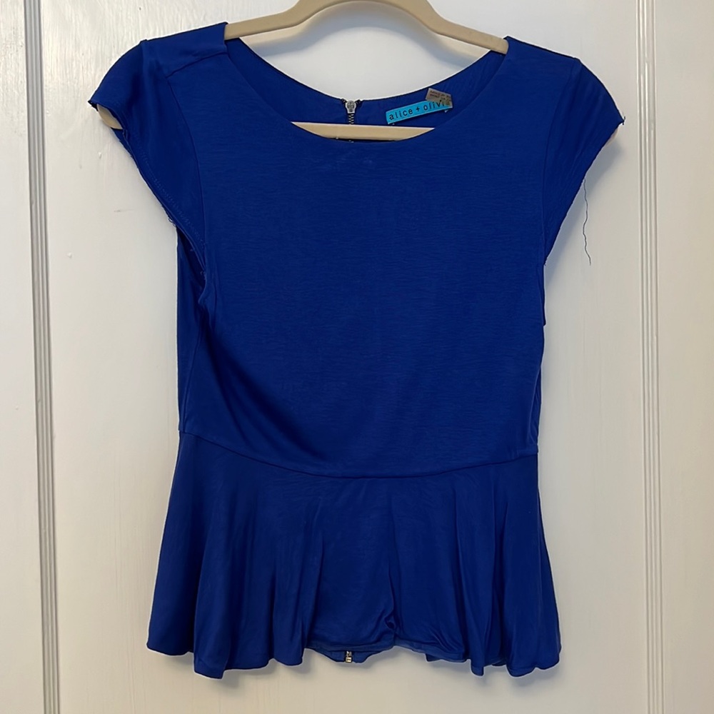 Alice and Olivia Blue Peplum Top